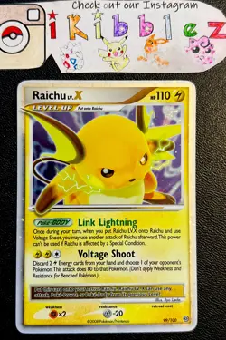 Raichu Lv. X 99/100 LP Ultra Holo Rare Awesome Foil Swirl Stormfront Pokemon TCG - Image 2