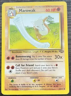 Marowak 39/64 Pokemon TCG WOTC Base Set Jungle Common Lightly Played LP - Image 1