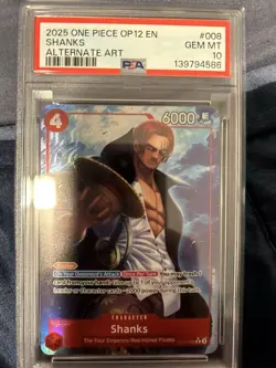 2025 ONE PIECE OP12-LEGACY OF THE MASTER ALTERNATE ART #008 SHANKS PSA 10 - Image 1