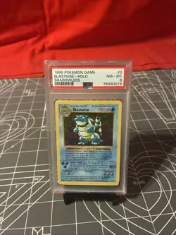 Vintage 1999 Pokemon Shadowless Blastoise Holo 2/102 Card PSA 8 - Image 1