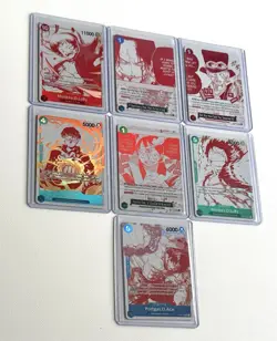 Full Set (7 Cards) OP-13 ENG One Piece Treasure Pack Promo Red & White - Image 4