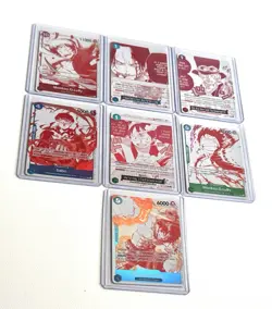 Full Set (7 Cards) OP-13 ENG One Piece Treasure Pack Promo Red & White - Image 5