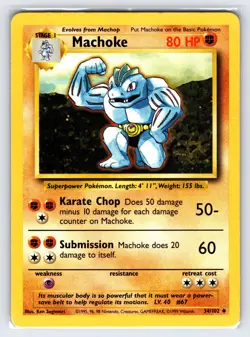 Machoke 34/102 1999 Base Set Unlimited Pokemon Card WOTC Vintage Uncommon Lp/Mp - Image 1