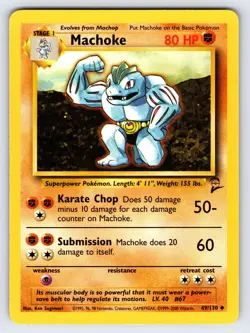Machoke 49/130 2000 Base Set 2 Pokemon Card TCG Vintage WOTC Uncommon - Nm/Vlp - Image 1