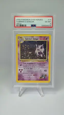 Pokemon Cards Sabrina's Gengar Holo 14/132 Gym Heroes 2000 PSA 6 - Foot swirl - Image 1