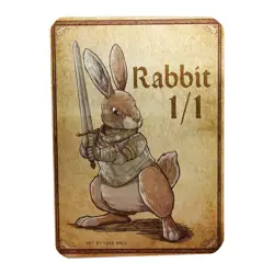 Rabbit Paladin Metal Token Magic Card | Custom Fantasy Proxy Art on Aluminum - Image 1