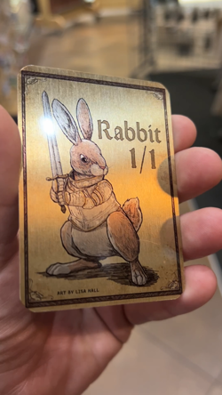 Rabbit Paladin Metal Token Magic Card | Custom Fantasy Proxy Art on Aluminum - Image 2