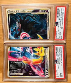 Darkrai & Cresselia - 99/102 + 100/102 - Legend - Triumphant - Pokemon - PSA 8/9 - Image 1