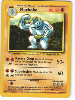 Machoke Uncommon Pokemon TCG Base Set Unlimited 34/102 HP - Image 1