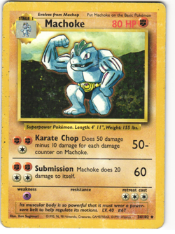 Machoke Uncommon Pokemon TCG Base Set Unlimited 34/102 HP - Image 1