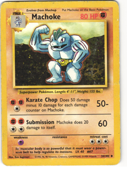 Machoke Uncommon Pokemon TCG Base Set Unlimited 34/102 HP - Image 1