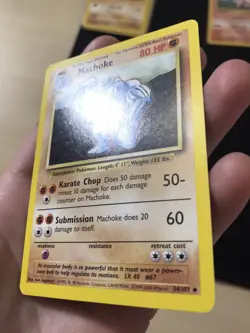 1999 Machoke 34/102 LP Vintage Uncommon Base Unlimited Pokemon Card TCG - Image 3