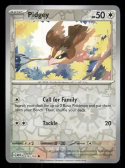 Pidgey SV: Scarlet & Violet 151 #016/165 Common Reverse Holo Pokemon NM - Image 1