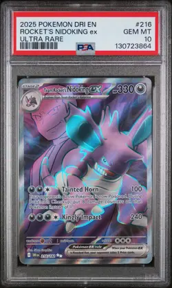 Rocket's Nidoking Ex Ultra Rare Pokemon Dri En-Destined Rivals 216/182 PSA 10 - Image 1