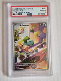 2024 POKEMON SCR EN-STELLAR CROWN ILLUSTRATION RARE #143 BULBASAUR PSA 10 - Image 1