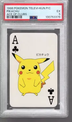 1998 Pikachu Pokemon Televi-Kun P/C Ace of Clubs PSA 5 - Image 1