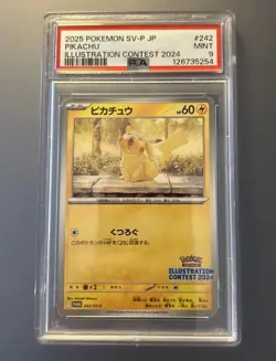 PSA 9 MINT Pikachu 2024 Pokemon Illustration Contest Black Star Promo SVP214 - Image 1