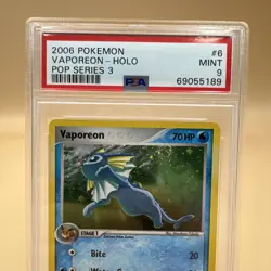 2006 Pokemon Pop Series 3 Vaporeon 2006 6/17 Holo PSA 9 Mint - Image 2