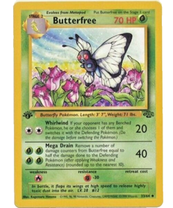 Pokemon TCG - Butterfree 33/64 - 1st Edition D Error Misprint Jungle [Near Mint] - Image 1