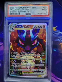 Pokemon 2023 SWSH BSP FA/Lucario VSTAR Crown Zenith #291 PSA 9 - Image 1