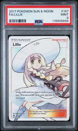 PSA 9 LILLIE Full Art 147/149 Sun & Moon Base Set 2017 Pokemon Trainer English - Image 1