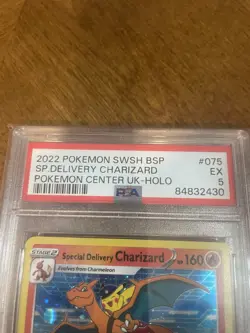 Pokemon Center UK Exclusive Special Delivery Charizard SWSH075 Promo PSA 5 - Image 3