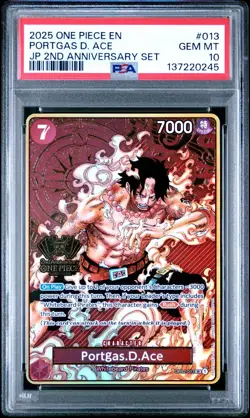 2025 ONE PIECE OP02-013 JAPANESE 2ND ANNIVERSARY SET PORTGAS D. ACE ENG PSA 10 - Image 1