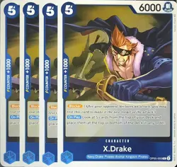 One Piece TCG - 4er Playset - OP05-055 X.Drake R/EN/NM - Image 1