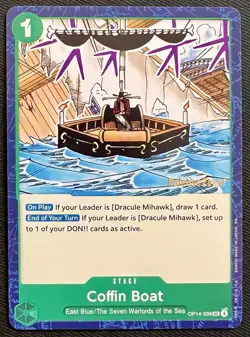 Coffin Boat OP14-039 One Piece CCG The Azure Sea's Seven Release Event Stamp NM - Image 1