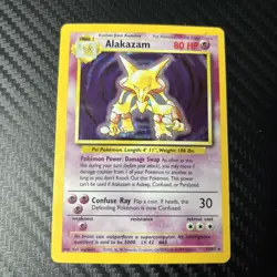 Pokemon TCG Alakazam Base Set Holo Card 1/102 HEAVY PLAYED - Image 1
