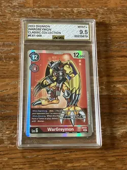AGS 9.5 MINT+ Digimon Card Game: Classic Collection WarGreymon EX1-009 SR Graded - Image 2