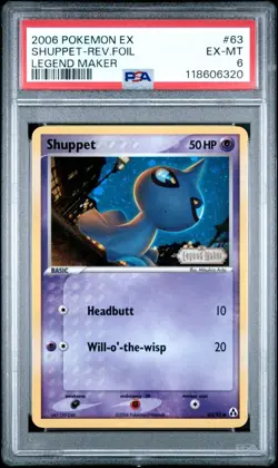 2006 Pokemon EX Legend Maker 63/92 Shuppet Reverse Foil PSA 6 EX Rare Card Holo - Image 1