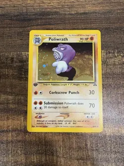 Pokemon TCG Poliwrath Neo Discovery 1st Edition Holo Rare Card Swirl 9/75 LP - Image 1