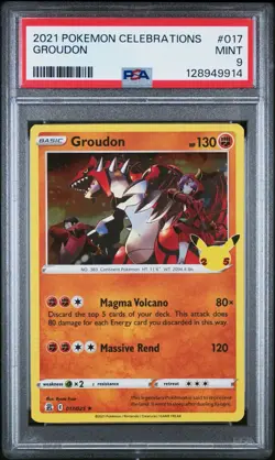 2023 Pokemon Celebrations 017/025 Groudon Holo PSA 9 Mint Rare Card Fresh New - Image 1