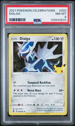 2023 Pokemon Celebrations 020/025 Dialga Holo PSA 8 Near Mint Rare Card Fresh - Image 1