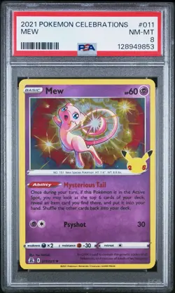 2023 Pokemon Celebrations 011/025 Mew Holo PSA 8 Near Mint Rare Card Fresh Gold - Image 1