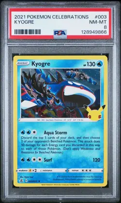 2023 Pokemon Celebrations 009/025 Kyogre Holo PSA 8 Near Mint Rare Card Fresh - Image 1