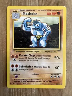 Machoke 34/102 Pokemon Card - Base Set Unlimited - Uncommon - 1999 WOTC - DMG - Image 1