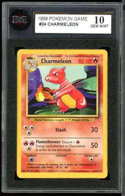 1999 Pokemon Base Set unlimited #24 Charmeleon KSA 10 Gem Mint - Image 1