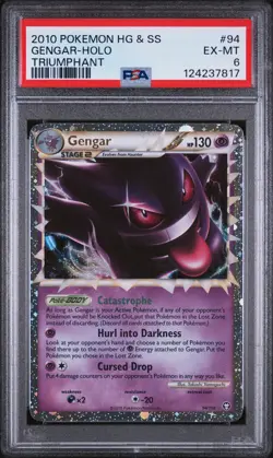 2010 POKEMON HEARTGOLD & SOULSILVER TRIUMPHANT #94 GENGAR-HOLO PSA 6 - Image 1