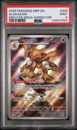 135537665 Alakazam 2025 Pokemon Mega Evolution ETB Promo - MEP EN #009 PSA 9 - Image 1