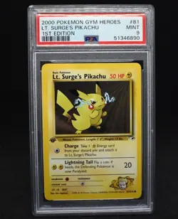 Pokemon WOTC Lt. Surge's Pikachu #81 Gym Heroes 1st Edition PSA 9 Mint - Image 1