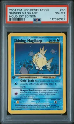 2001 POKEMON NEO REVELATION 1ST ED #66 SHINING MAGIKARP-HOLO PSA 8 - Image 1