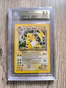 2000 Pokemon Gym Challenge 11 LT. Surge's Raichu Holo Gem Mint BGS 9,5 PSA 10 - Image 1
