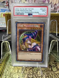 Yu-Gi-Oh Dark Magician Girl MAMA-EN107 Secret Pharoah Rare 1st Edition PSA 9 - Image 1