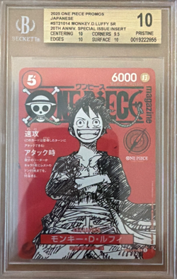 BGS 10 PRISTINE One Piece Monkey D. Luffy Promo ST21-014 Shonen Jump - Image 1