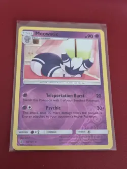 Pokemon Sun Moon Forbidden Light Meowstic 45/131 Rare Reverse Holo TCG Card - Image 1
