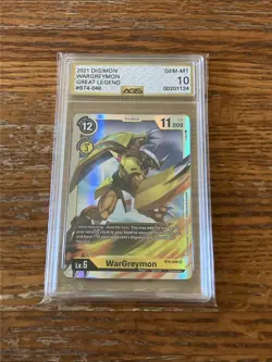 WarGreymon - BT4-048 - Digimon TCG Graded AGS 10 Gem Mint Grading Card - Image 2
