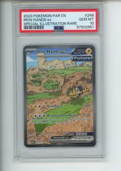 2023 Pokemon Paradox Rift Iron Hands EX 248/182 Special Illustration Rare PSA 10 - Image 1