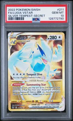 2022 POKEMON SWORD & SHIELD SILVER TEMPEST SECRET FULL ART/LUGIA VSTAR PSA 10 - Image 1